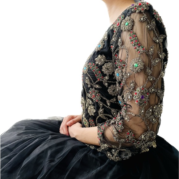 Traditional Pakistani Indian lehenga choli in black eid formal wear - Picture 2 of 7